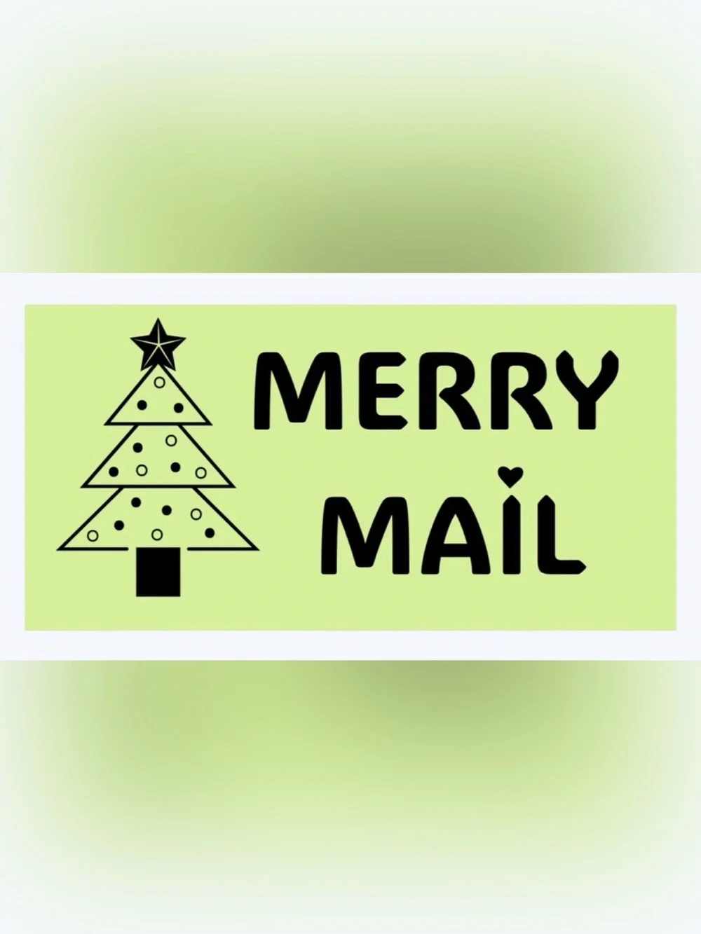 50 STICKERS - 2” x 1” - ‘MERRY MAIL’ - BRIGHT GREEN